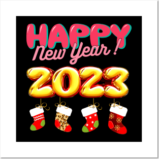 Funny Happy New Year 2023 Family Matching Posters and Art